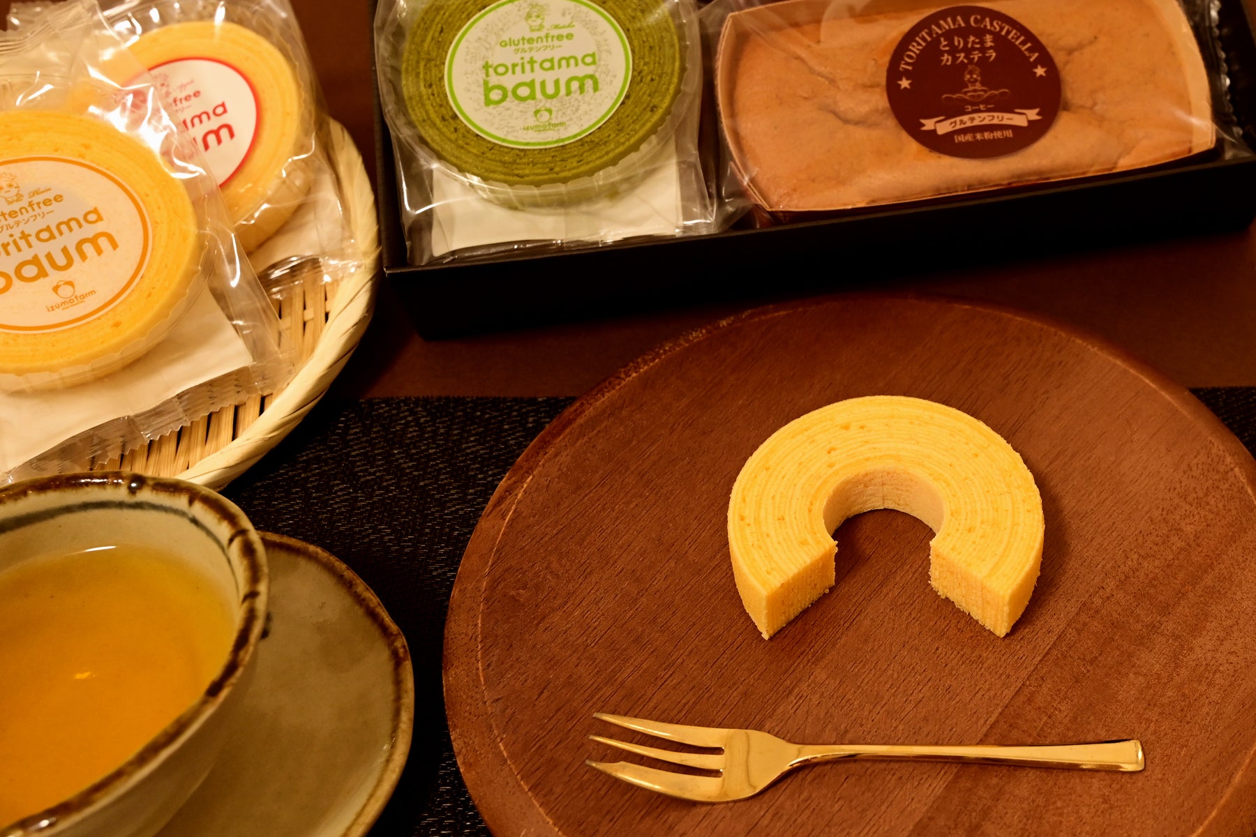 カットされた米粉バウムクーヘン